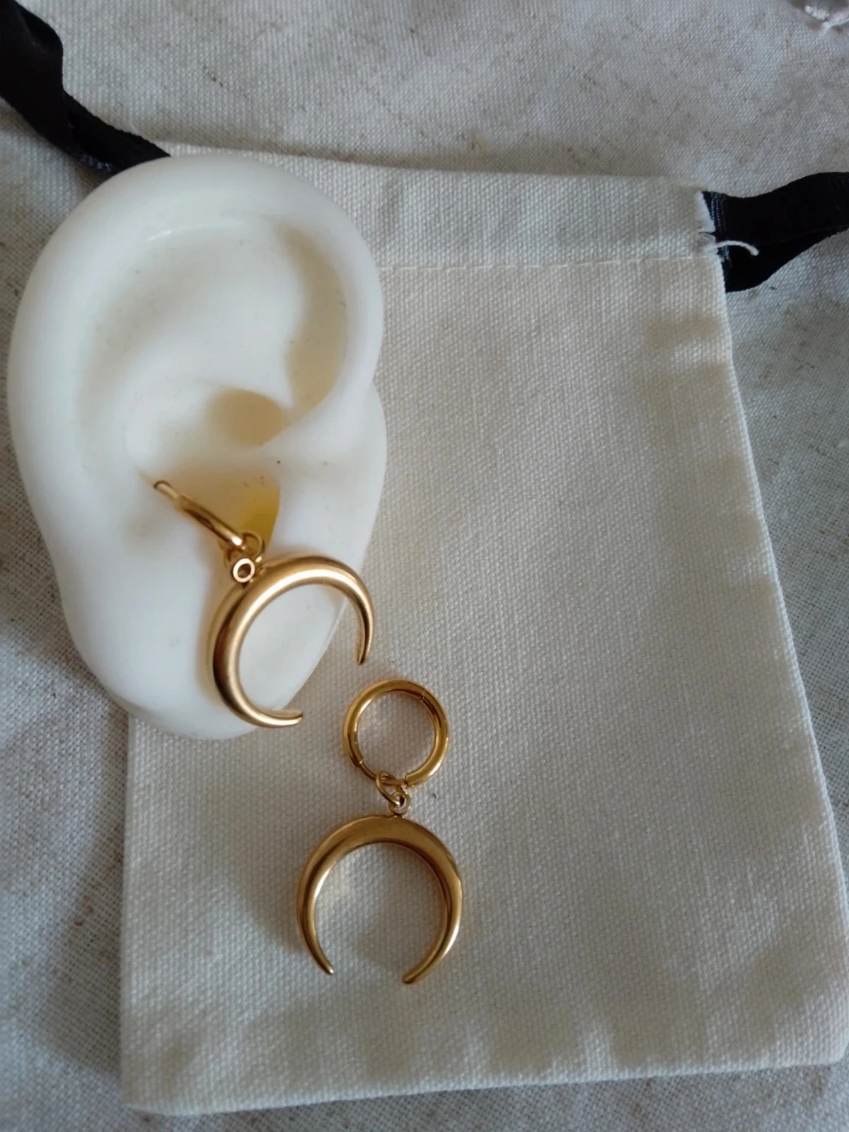 Bohemien creoolse maanhangers met gouden oorbellen – photo 2